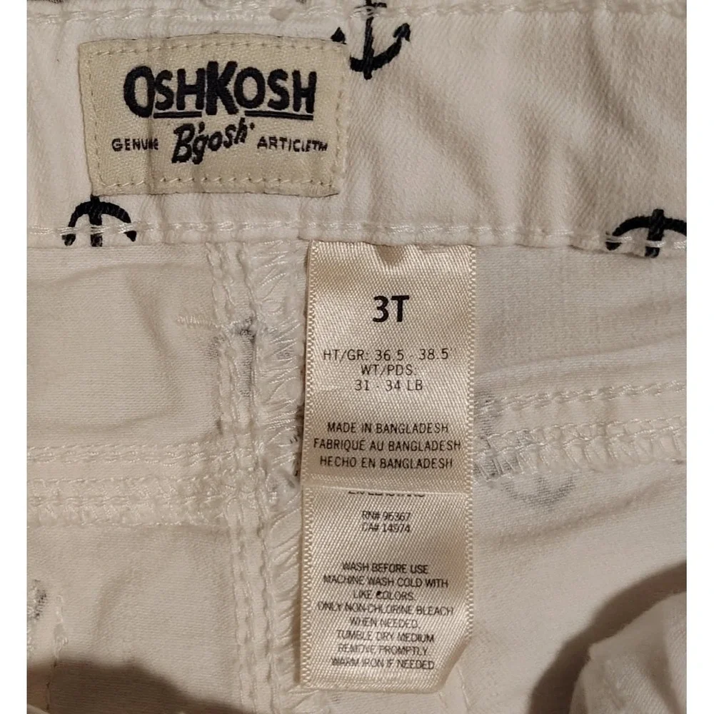 Girls OshKosh B'gosh Anchor Print White Dress Pants Jeans 3T Nautical Preppy‎
